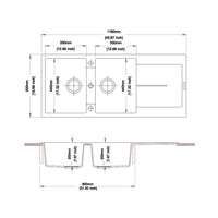 Enigma D200 lavello 2 vasche e gocciolatoio avena
