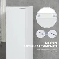 kleankin Mobile Bagno con 5 Ripiani Regolabili, Ante senza maniglie 30x28x152.5cm, Bianco