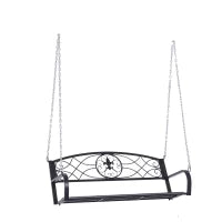 Dondolo 2 Persone Design Classico Catene Incluse da Giardino Acciaio 132 x 63 x 58 cm Nero