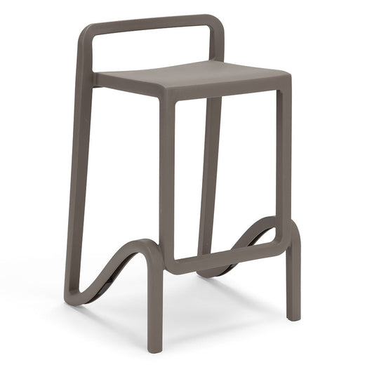 Set 3 sgabelli in polipropilene EOLO altezza seduta 75cm, impilabile, idrorepellente, resistente ai raggi UV, design moderno e innovativo, ideale per la cucina, la veranda o giardino colore Tortora