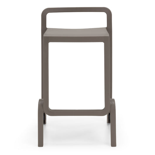 Sgabello in polipropilene EOLO altezza seduta 65cm, impilabile, idrorepellente, resistente ai raggi UV, design moderno e innovativo, ideale per la cucina, la veranda o giardino colore Tortora