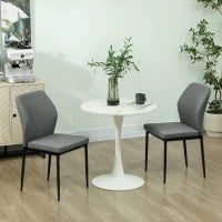 Set 2 Sedie da Pranzo Imbottite in Velluto con Schienale Ergonomico Senza Braccioli, Grigio