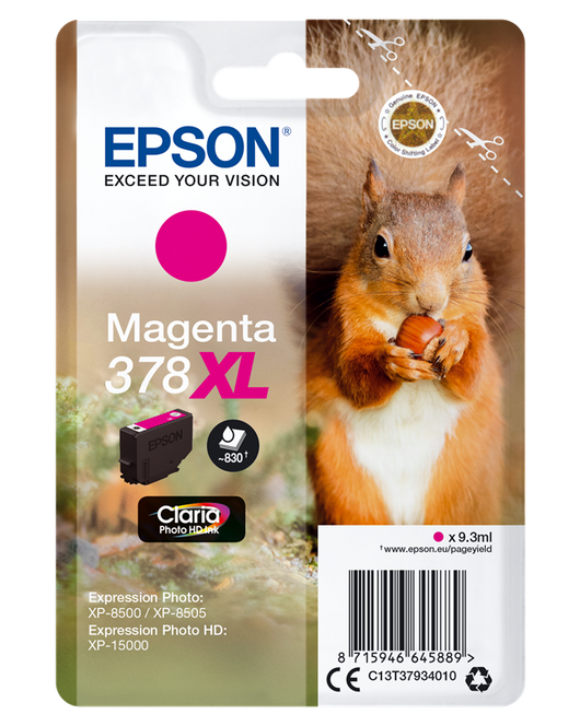 Epson Squirrel Singlepack Magenta 378XL Claria Photo HD Ink