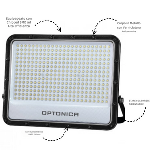 Optonica proiettore led smd corpo nero linea premium 4000k ip65 clip luminoso *** watt 50 watt, confezione 1