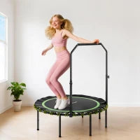 Trampolino Fitness con corrimano regolabile, per Interni ed Esterni, in Acciaio e Plastica, Verde