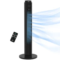 Ventilatore a Torre 45W a 4 Modalità e 3 Velocità con Timer da 12h, in ABS, Ø31.5x96 cm, Nero