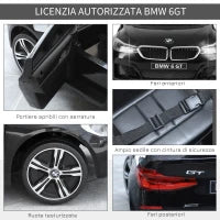 Macchina Elettrica per Bambini BMW 6GT 6V, Macchina Telecomandata con Musica e Fari LED, MP3, Clacson, 106 x 64 x 51 cm, Nero