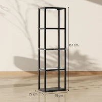 Lampada LED RGB 4 livelli con Ripiani in Vetro, Telecomando e Sincronizzazione Musica, Nero