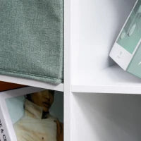 Mobile di Archiviazione d'Angolo per Bambini con 9 Nicchie e 3 Cestini, MDF, Bianco