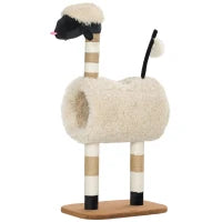 Albero Tiragraffi con Design pecora nera, con tiragraffi, tunnel e giocattolo, 98 cm, marrone chiaro