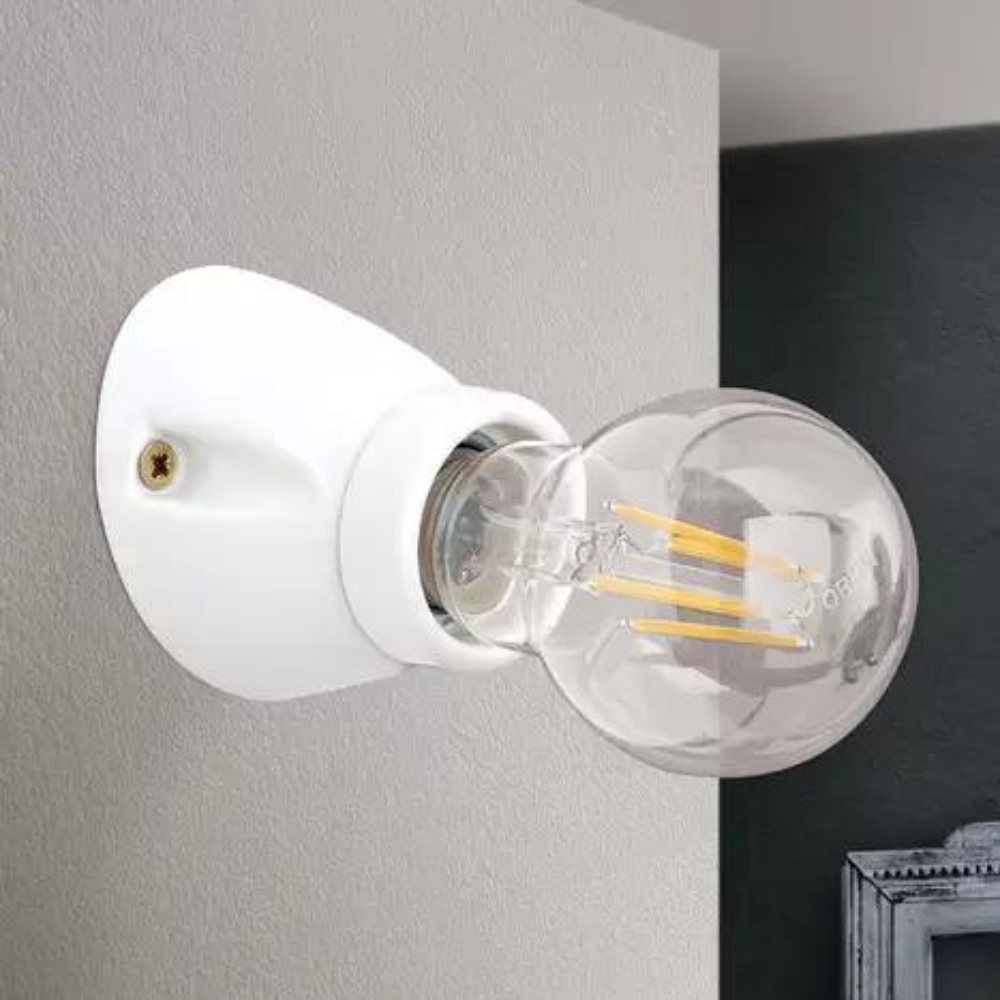 Portalampada bianco plastica con base da parete attacco e27 *** angolatura inclinato, confezione 1