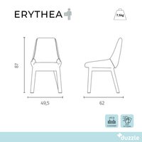 Erythea, Set di 4 sedie in tessuto Beige (62cm X 49.5cm H. 87cm) | Duzzle