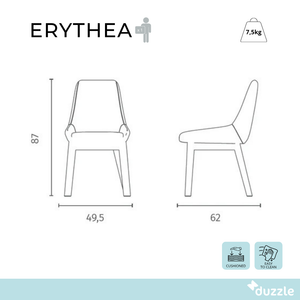 Erythea, Set di 4 sedie in tessuto Beige (62cm X 49.5cm H. 87cm) | Duzzle