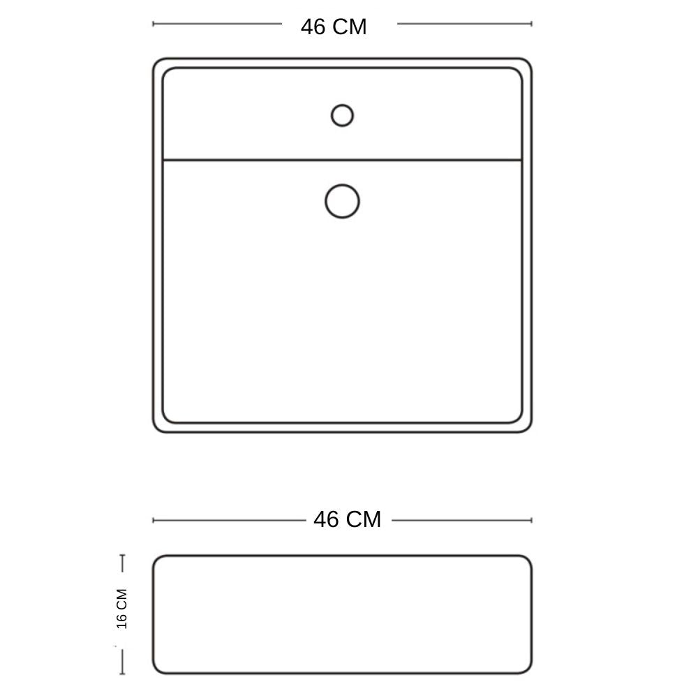 Lavabo d'appoggio ceramica bianco lavandino lavello arredo bagno 2 misure *** misure 46x46x16 cm, confezione 1