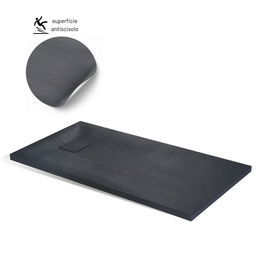 Piatto doccia antracite mineral marmo resina antiscivolo h4 cm *** misure l90 x p70 x h4 cm, confezione 1