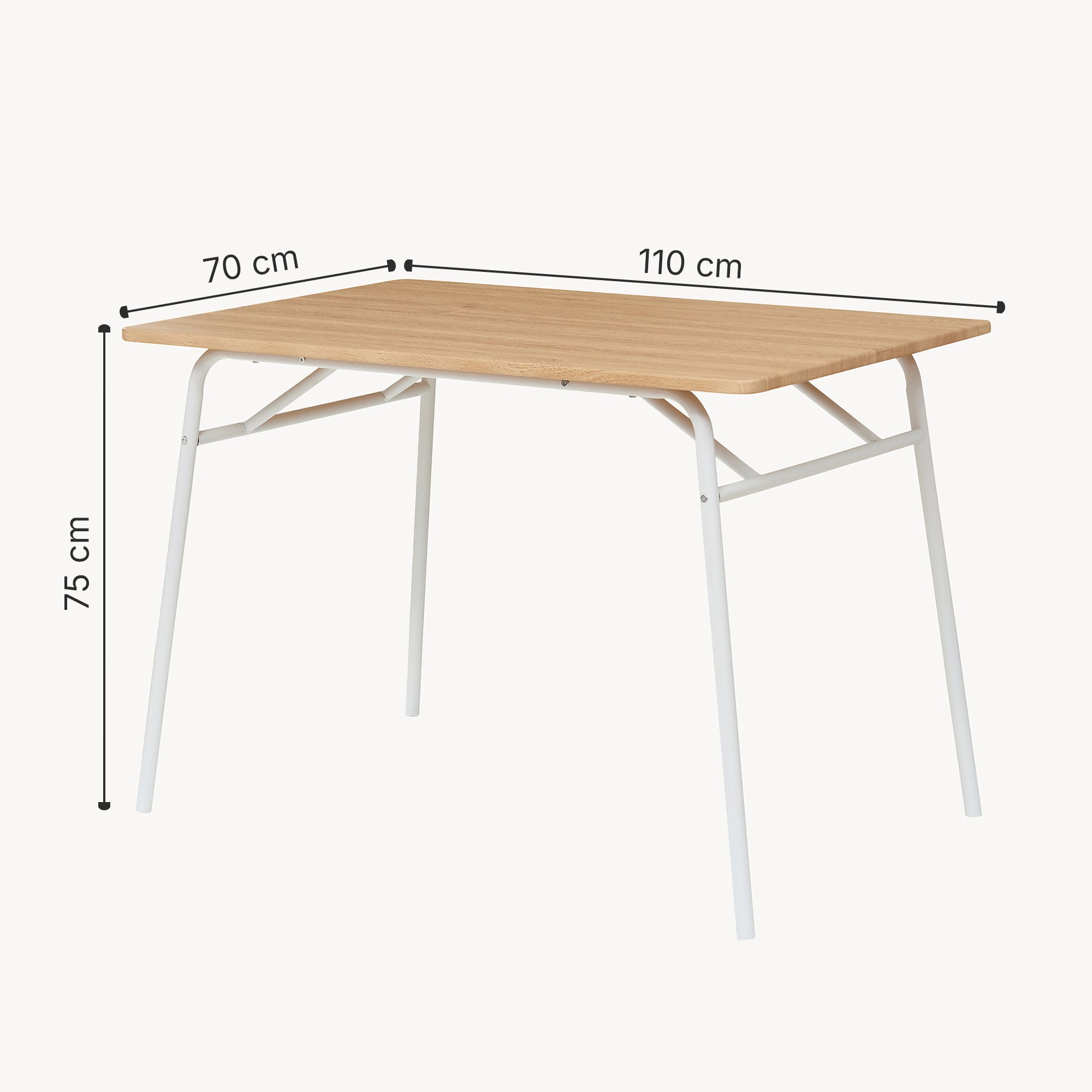 Set da Pranzo Omso Tavolo 110x70 cm e 4 Sedie Imbottite Rivestite in Similpelle - Effetto Rovere / Bianco [en.casa]