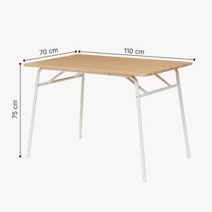 Set da Pranzo Omso Tavolo 110x70 cm e 4 Sedie Imbottite Rivestite in Similpelle - Effetto Rovere / Bianco [en.casa]