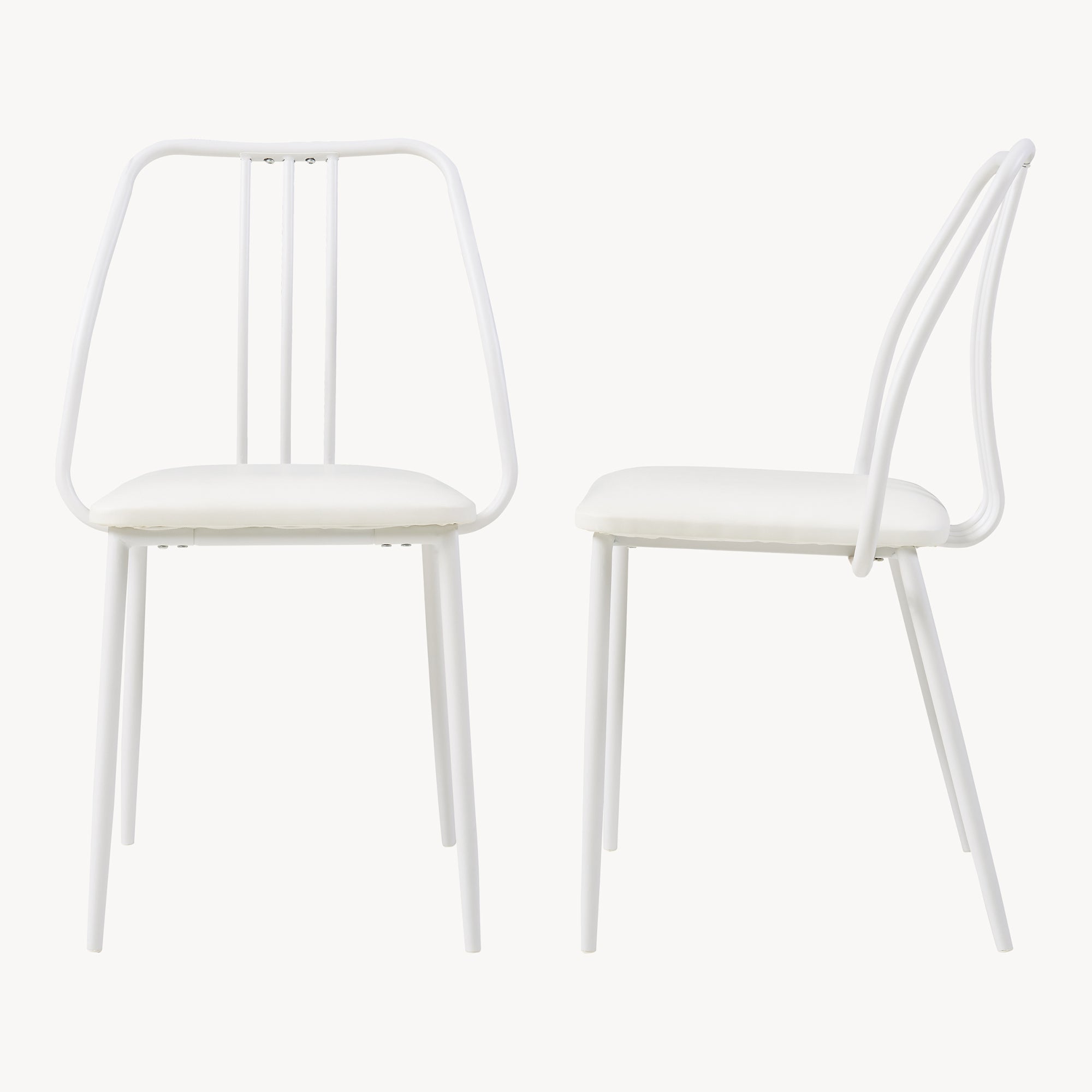 Set da Pranzo Omso Tavolo 110x70 cm e 4 Sedie Imbottite Rivestite in Similpelle - Effetto Rovere / Bianco [en.casa]