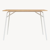 Set da Pranzo Omso Tavolo 110x70 cm e 4 Sedie Imbottite Rivestite in Similpelle - Effetto Rovere / Bianco [en.casa]