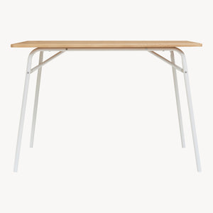 Set da Pranzo Omso Tavolo 110x70 cm e 4 Sedie Imbottite Rivestite in Similpelle - Effetto Rovere / Bianco [en.casa]