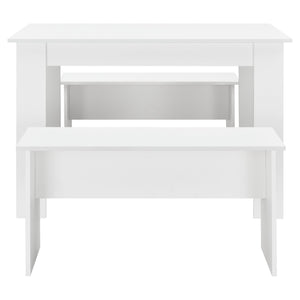Set tavolo e 2 panche set mobile da pranzo per 4 persone 110 cm bianco 03_0005809
