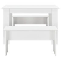 Set Hokksund per Sala da Pranzo Tavolo e 2 Panche - Bianco [en.casa]