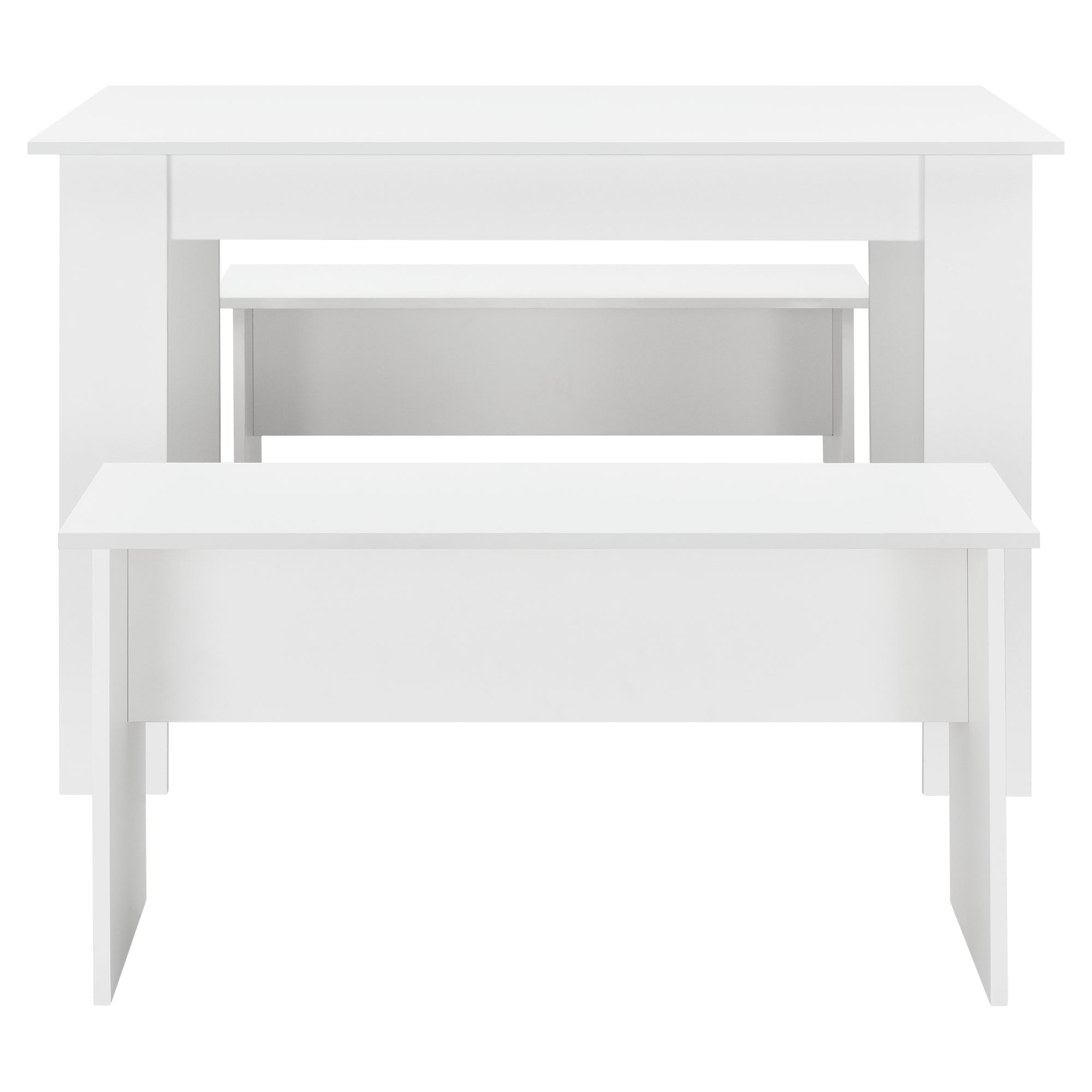 Set Hokksund per Sala da Pranzo Tavolo e 2 Panche - Bianco [en.casa]