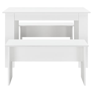 Set Hokksund per Sala da Pranzo Tavolo e 2 Panche - Bianco [en.casa]