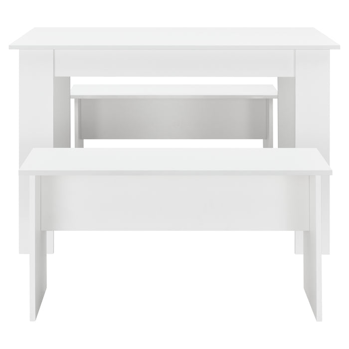 Set Hokksund per Sala da Pranzo Tavolo e 2 Panche - Bianco [en.casa]