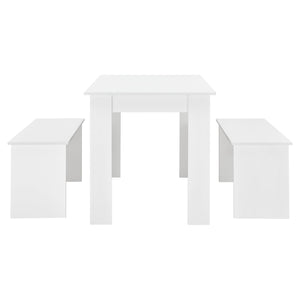 Set tavolo e 2 panche set mobile da pranzo per 4 persone 110 cm bianco 03_0005809