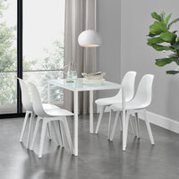 [en.casa] Arredo Sala da Pranzo  Set Tavolo Metallo Vetro 105 x 60 x 75 cm con 4 Sedie in Plastica 83 x 54 x 48 cm