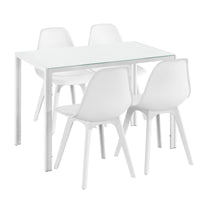 [en.casa] Arredo Sala da Pranzo  Set Tavolo Metallo Vetro 105 x 60 x 75 cm con 4 Sedie in Plastica 83 x 54 x 48 cm