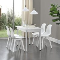 [en.casa] Arredo Sala da Pranzo Tavolo 120 x 60 x 75 cm con 4 Sedie 83 x 54 x 48 cm MDF Acciaio Plastica Bianco