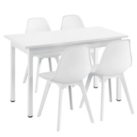 [en.casa] Arredo Sala da Pranzo Tavolo 120 x 60 x 75 cm con 4 Sedie 83 x 54 x 48 cm MDF Acciaio Plastica Bianco