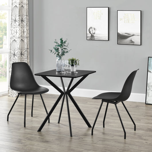Tavolo da Pranzo con Piano Quadrato 60 x 60 cm Gambe di Design in Metallo - Nero [en.casa]