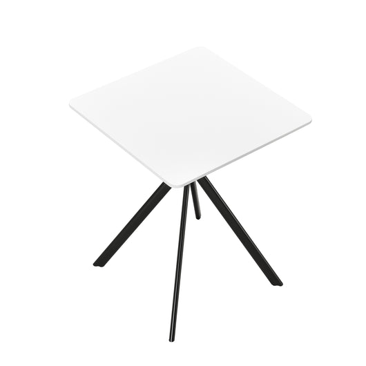 Tavolo da Pranzo con Piano Quadrato 60 x 60 cm Gambe di Design in Metallo - Bianco / Nero [en.casa]