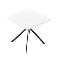 Tavolo da Pranzo con Piano Quadrato 78 x 78 cm Gambe di Design in Metallo - Bianco / Nero [en.casa]