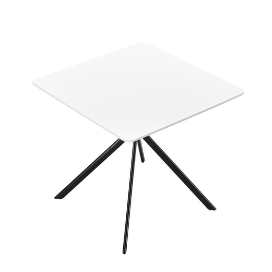 Tavolo da Pranzo con Piano Quadrato 78 x 78 cm Gambe di Design in Metallo - Bianco / Nero [en.casa]