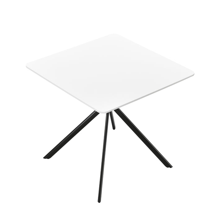 Tavolo da Pranzo con Piano Quadrato 78 x 78 cm Gambe di Design in Metallo - Bianco / Nero [en.casa]