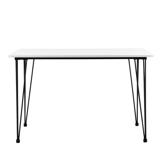 Cucina soggiorno tavolo da pranzo per 4 persone piano in MDF gambe in acciaio a forcina 120 x 70 x 75 cm bianco e nero 03_0004275