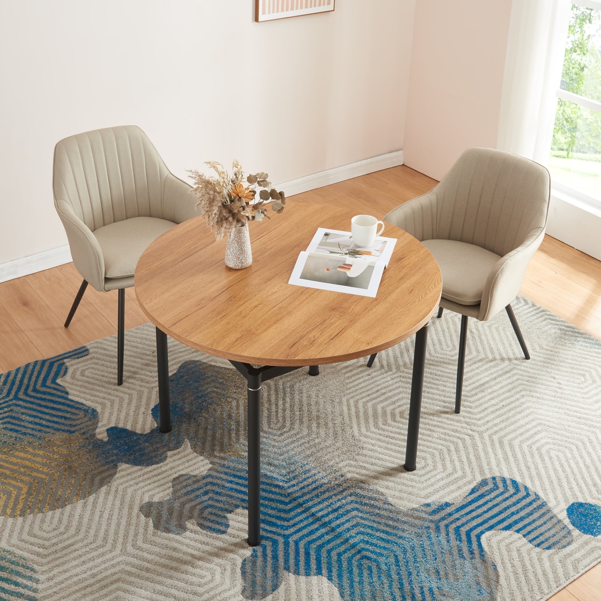 Tavolo da Sala Pranzo Hemnes Effetto Rovere Ø100 cm [en.casa]