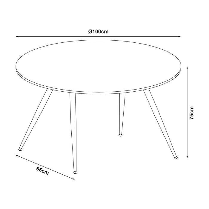Tavolo Fitjar da Sala Pranzo Ø100 cm Effetto Cemento [en.casa]