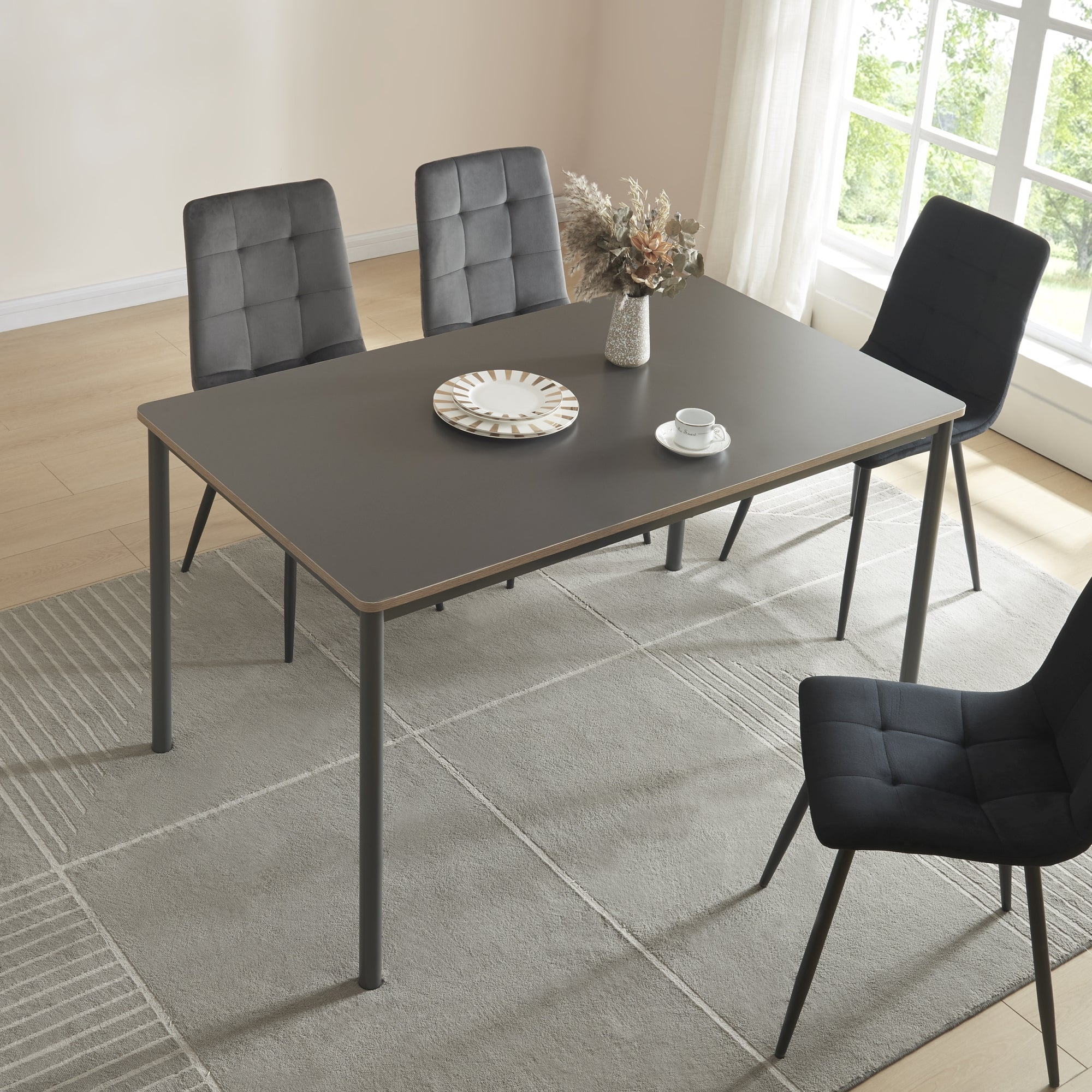 Tavolo da Sala Pranzo Lindesberg 140 x 80 cm Grigio [en.casa]