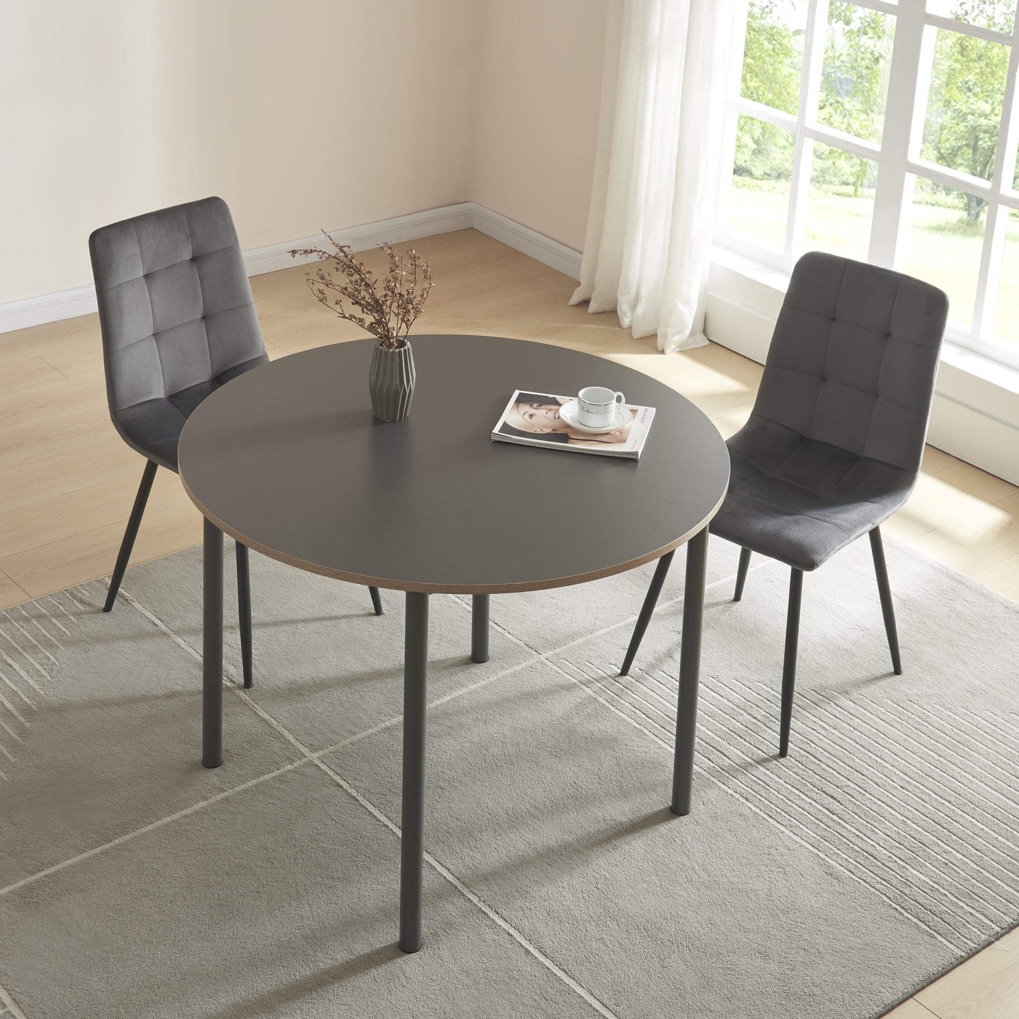 Tavolo da Sala Pranzo Lindesberg Ø100 cm Grigio [en.casa]