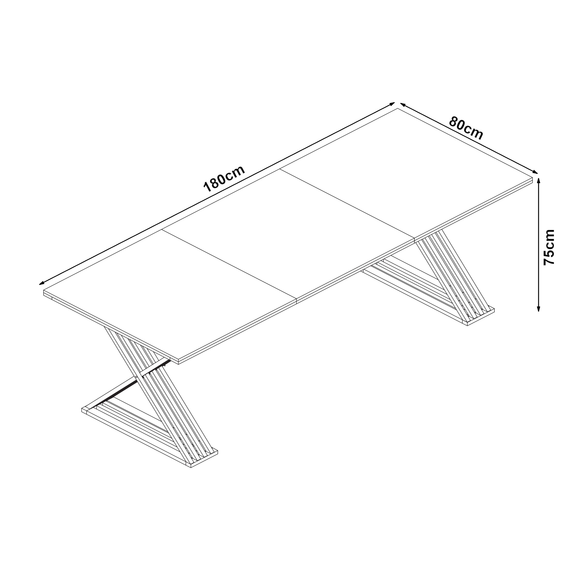 Tavolo da Pranzo Hujaari con Gambe a X in Metallo 180x80x75 cm Effetto Marmo Bianco [en.casa]