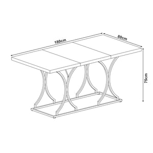 Tavolo da Pranzo Foga 180x80x75 cm Effetto Marmo Bianco / Oro [en.casa]
