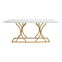 Tavolo da Pranzo Foga 180x80x75 cm Effetto Marmo Bianco / Oro [en.casa]