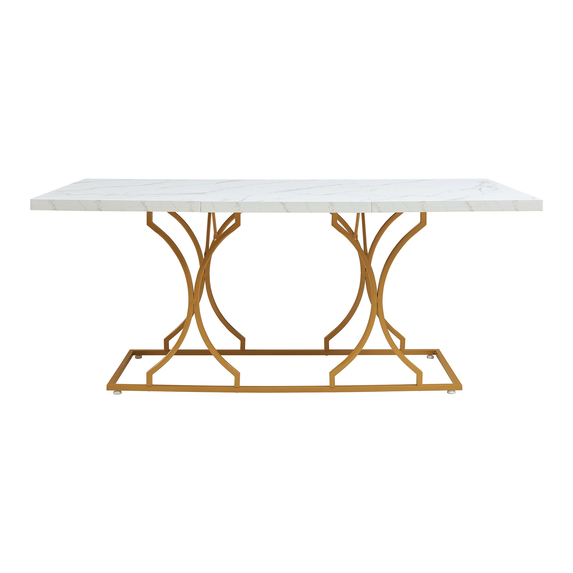 Tavolo da Pranzo Foga 180x80x75 cm Effetto Marmo Bianco / Oro [en.casa]