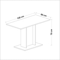 Tavolo da Pranzo 'Galten' con Gamba Centrale e Piano Rettangolare - Bianco [en.casa]