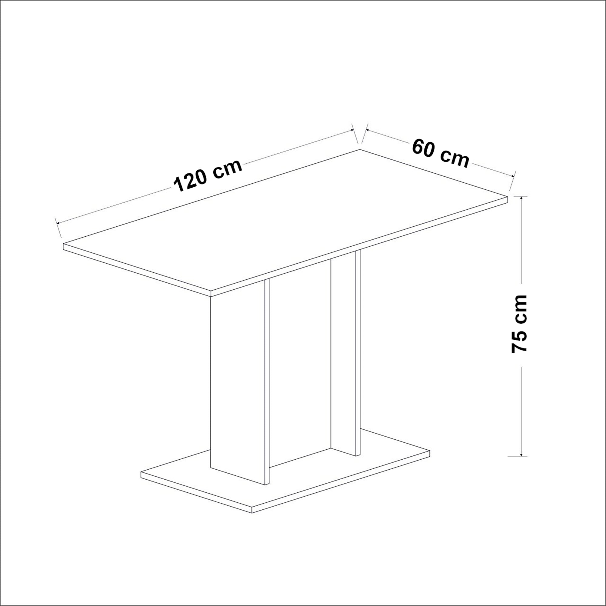 Tavolo da pranzo per 4 persone 75 x 120 x 60 cm bianco 03_0008700